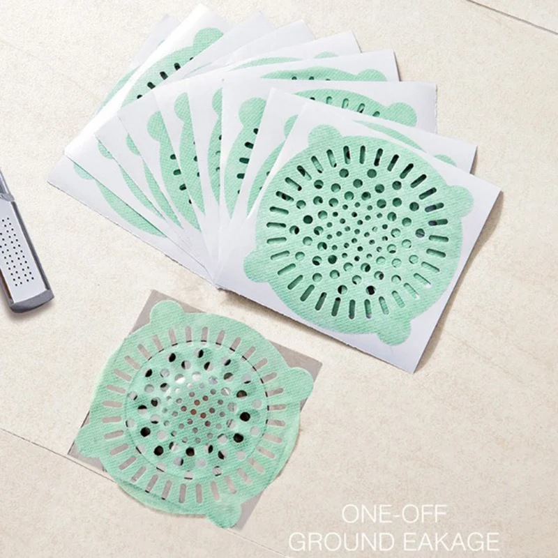 

10Pcs/pack Disposable Floor Drain Stickers Kitchen Bathroom Sewer Anti-blocking Filter For Hair Non-woven Home Cleaning Supplies
