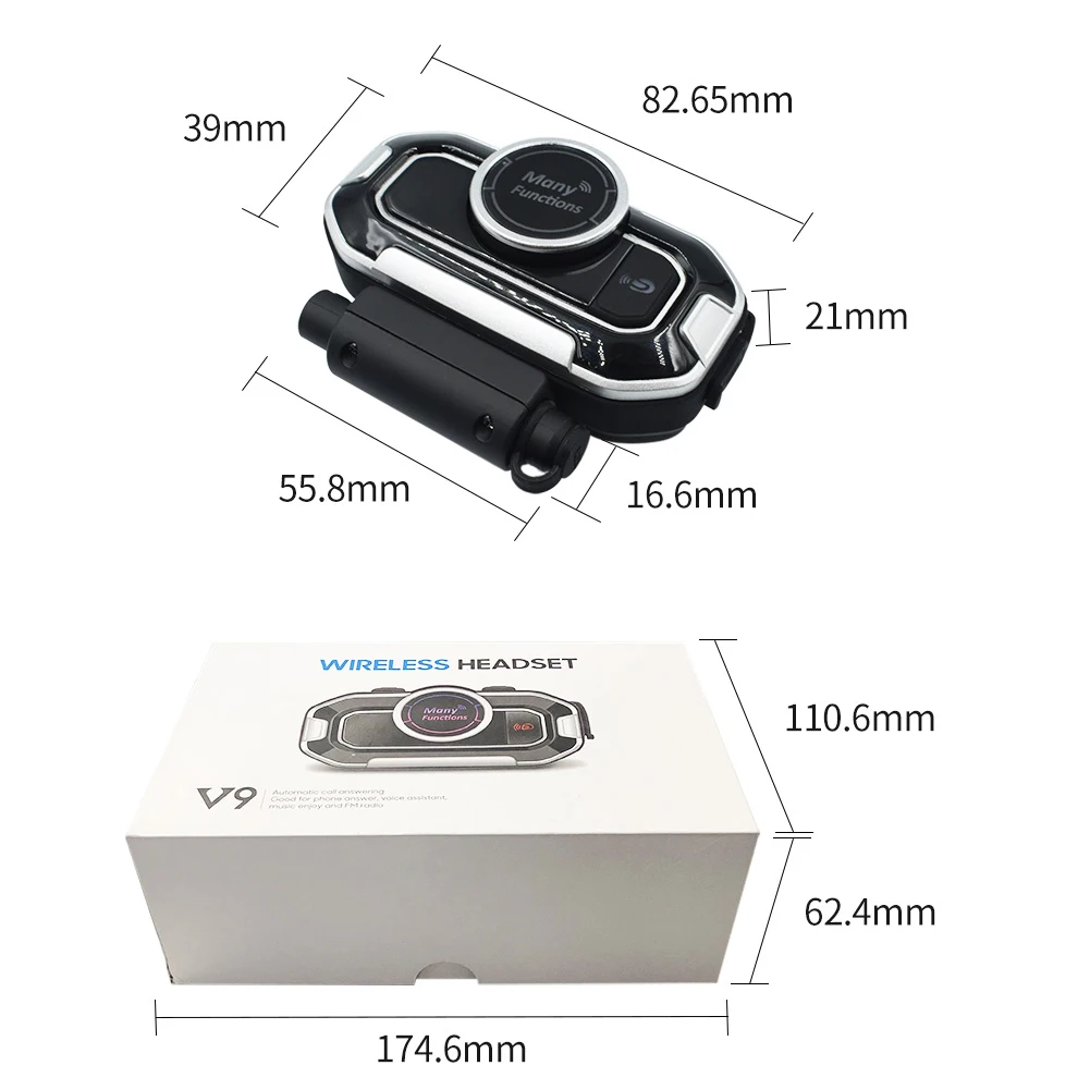 

V9 Motorcycle Helmet Headset Motorbike Bluetooth-compatible 5.0 Intercom FM Radio Set Motorcycle Automatic Answer Accessories