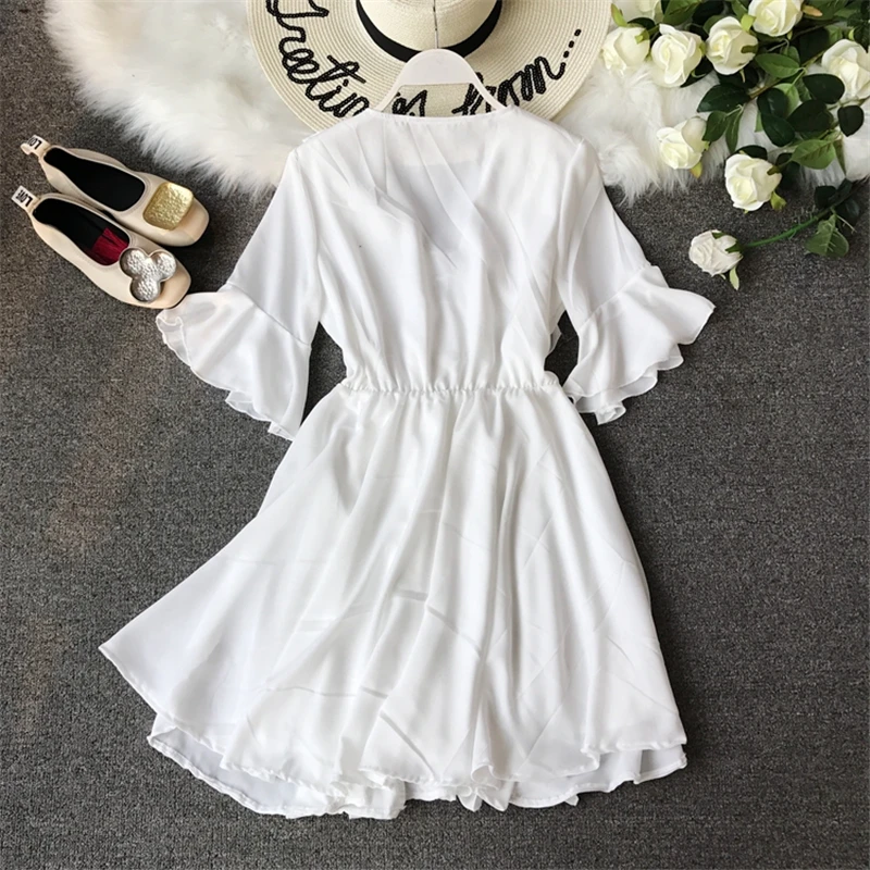 Шифоновое платье-мини с оборками летнее | Женская одежда