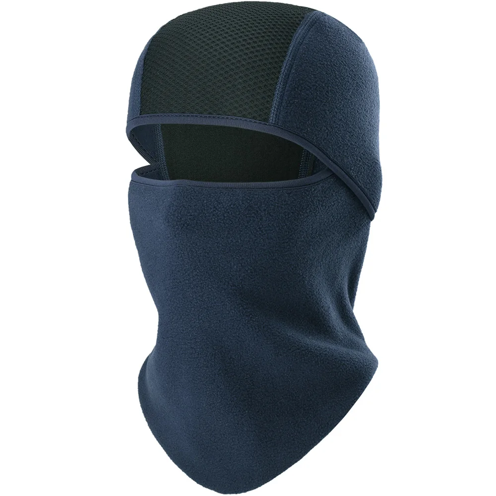 Blue Зимняя Флисовая Балаклава, шапка, лицевой щит, мотоциклетная, велосипедная, военная, тактическая маска на голову, капюшон, подкладка, шапки для мужчин и женщин - Цвет: Blue