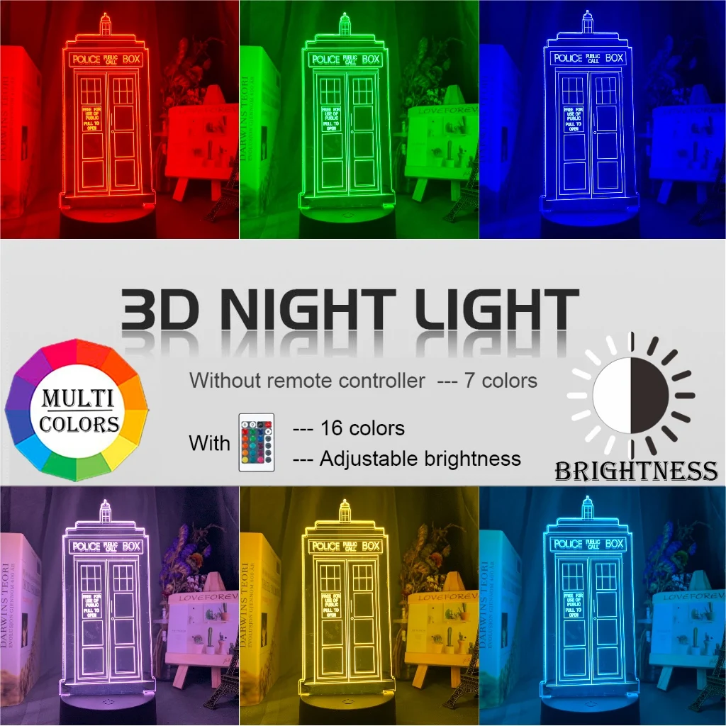 Оптический светодиодный ночсветильник 3D ночник с врачом кто приставкой для