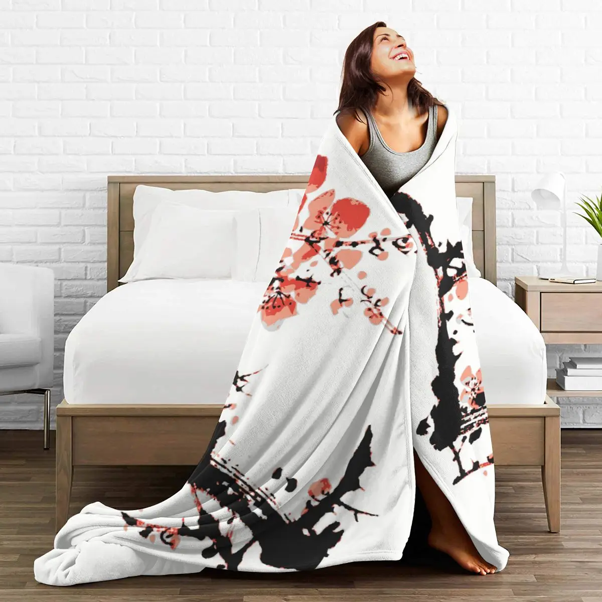 

Flannel Blanket Plum Blossom Of Traditional Painting Soft Thin Fleece Blanket Bedspread Cover for Bed Sofa Home Decor Dropship