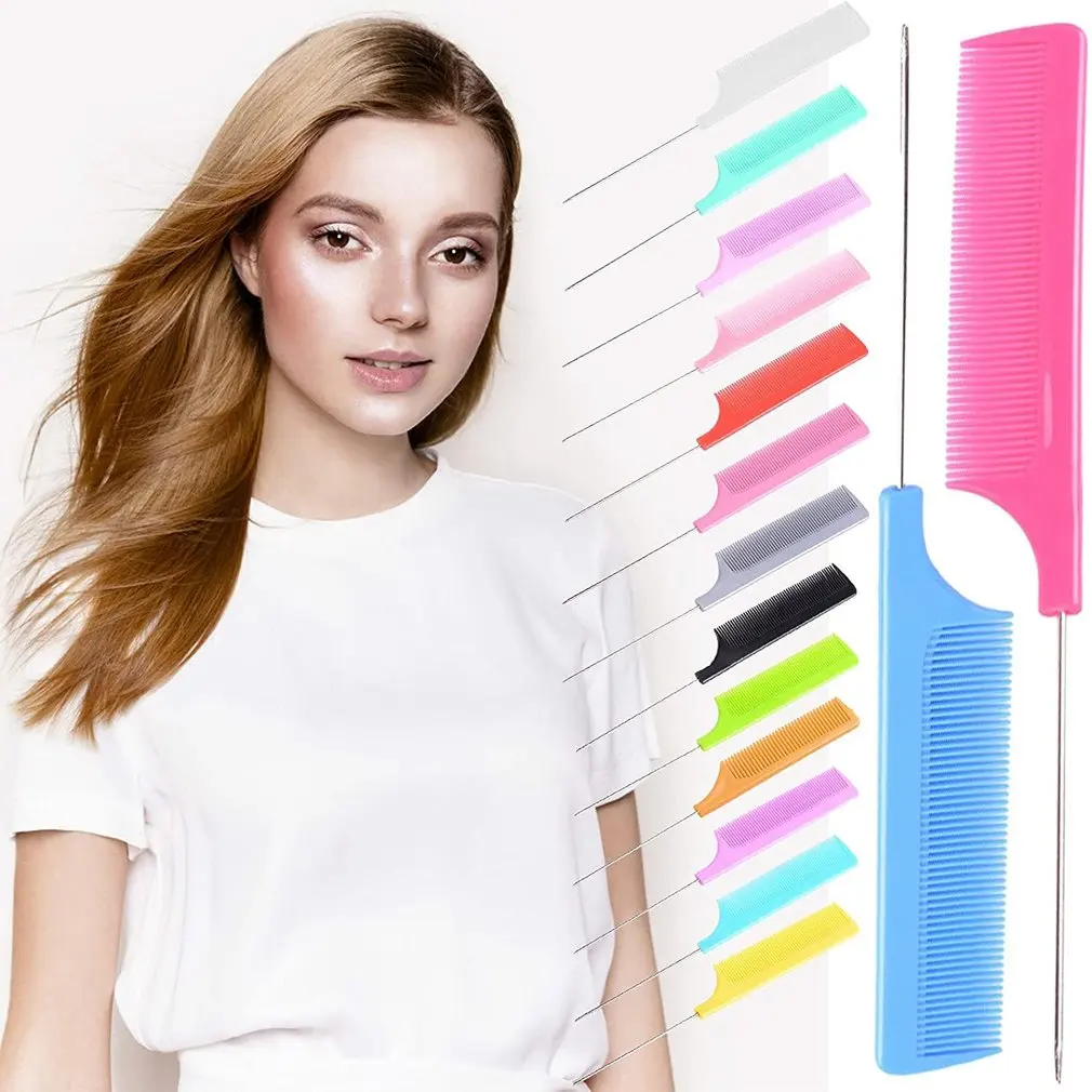 

3 Pcs Hairdressing Steel Tip Tail Durable Comb Plastic Needle Tip Tail Comb Comfortable Handle Heat-resistant