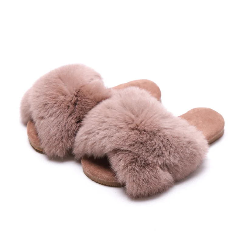 

Spring Summer Autumn New Rabbit Fur Children Girls Slippers Fashion Children Sandals Kids Shoes