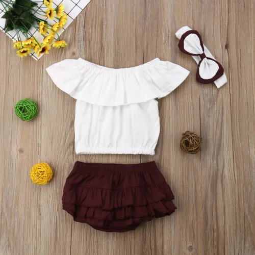 Милый милый детский нагрудник одежда для девочек из 3 предметов Детская футболка