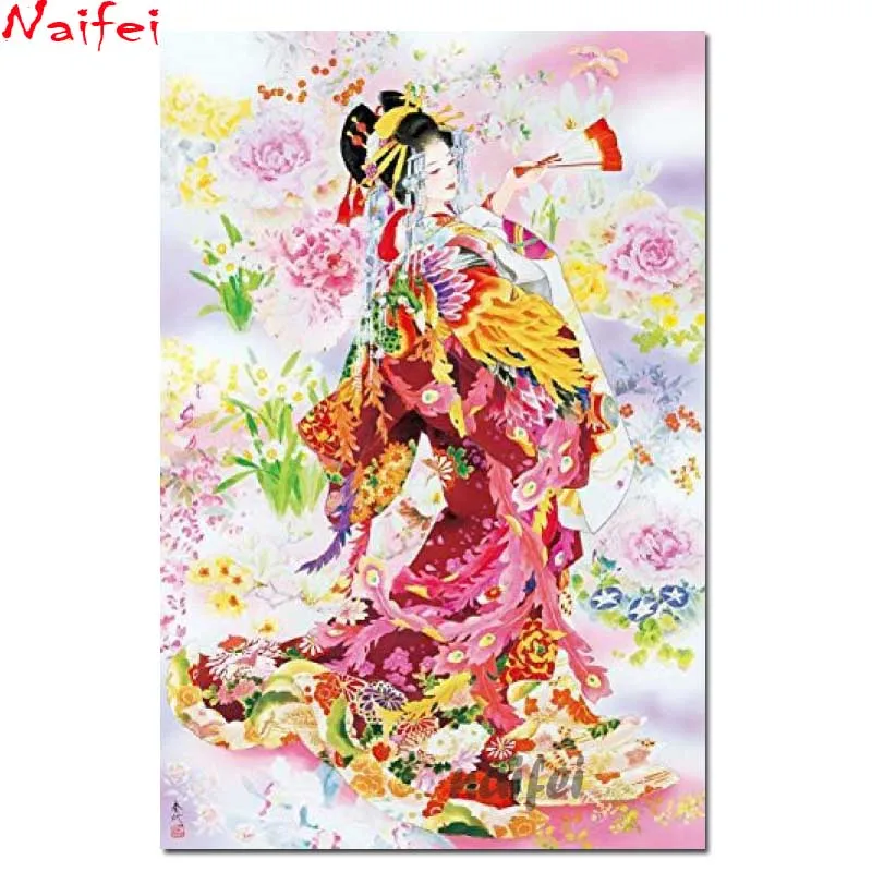 Кимоно для алмазной вышивки Geisha Набор крестиком в японском стиле настенная