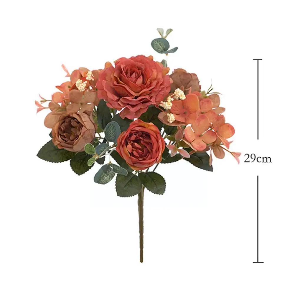 Beautiful Hydrangea Roses Artificial Flowers For Home Wedding Decorations High Quality Autumn Bouquet Mousse Peony Fake Flo N6J7 | Дом и сад