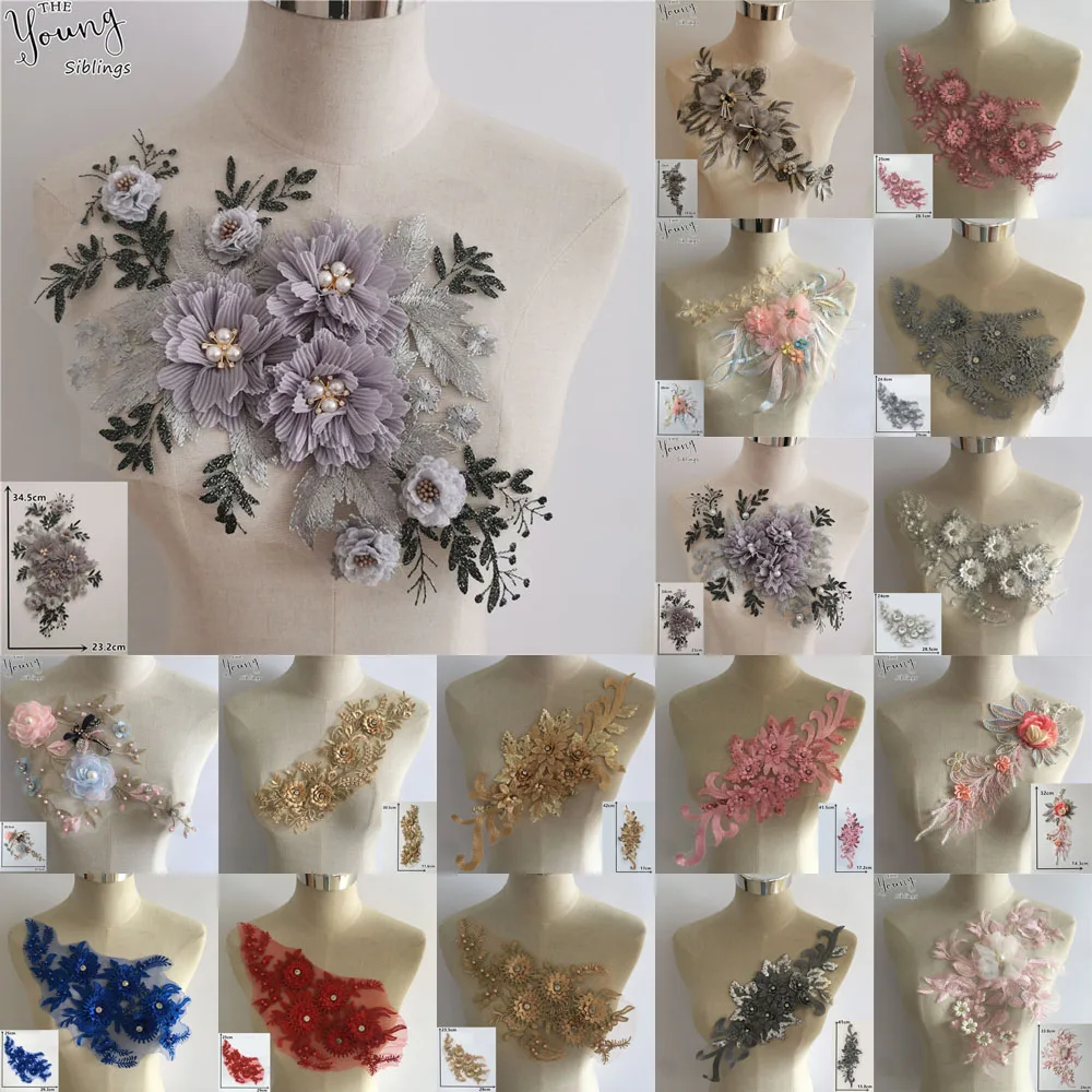 

Fashion ABS Pearl Lace Collar Embroidery DIY Exquisite Sequined Lace Neckline Three-dimensional Flower Decoration Clothing