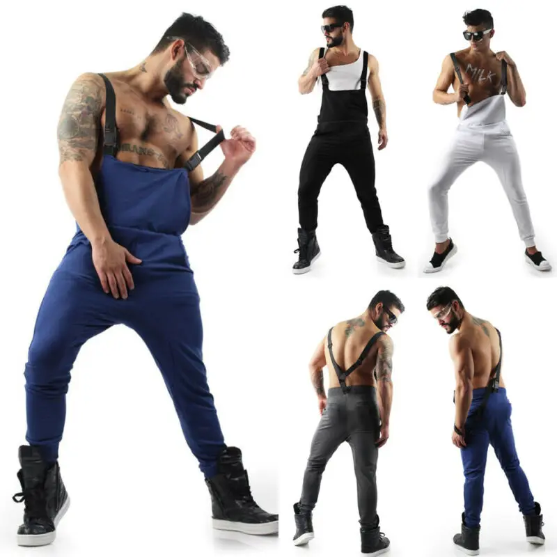 Комбинезон мужской джинсовый на подтяжках Свободный Повседневный комбинезон в