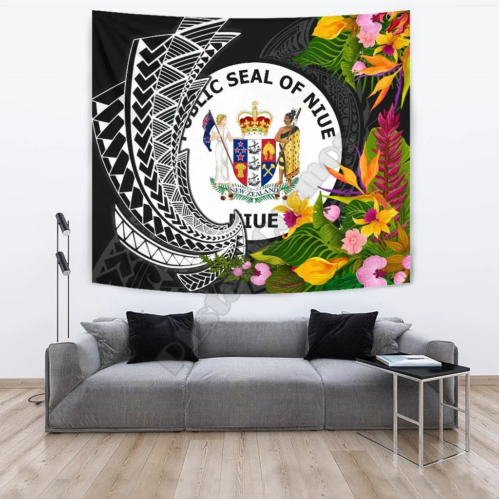 

Niue Tapestrys Seal Spiral Polynesian Patterns 3D Printed Tapestrying Rectangular Home Decor Wall Hanging