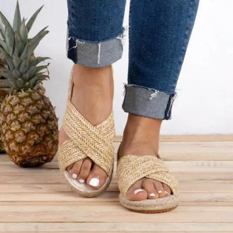 

Espadrilles женские сандалии, трость, сандалии, плоский сандалии пляж, курортная обувь