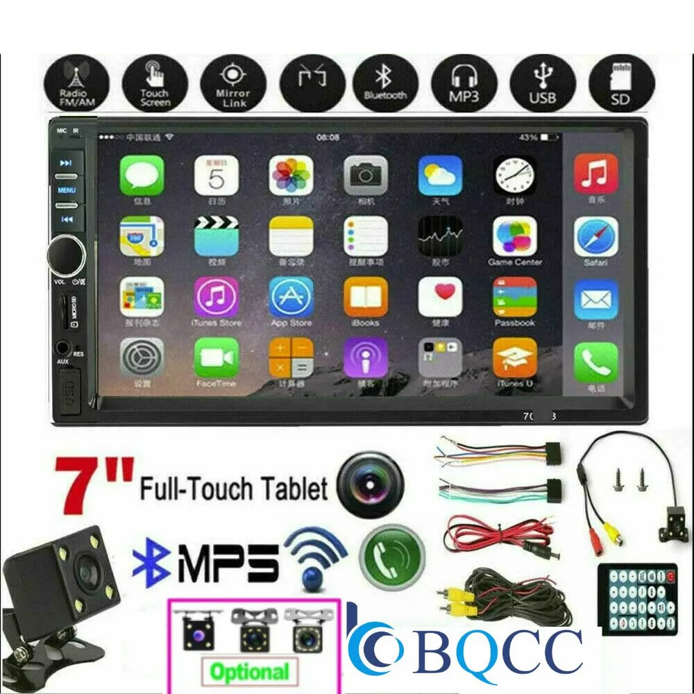 Автомобильный мультимедийный плеер 2DIN 7 ''HD сенсорный экран стерео Bluetooth