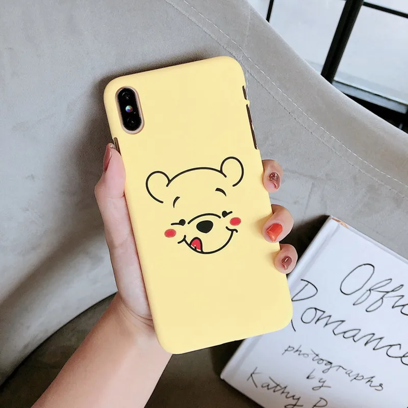 Candy Pink Yellow bear Cute Cartoon Couple Phone case For iPhone 7 7Plus 8 6s 6 Plus X XR XS Max kawaii Case Silicone Soft Cover | Мобильные