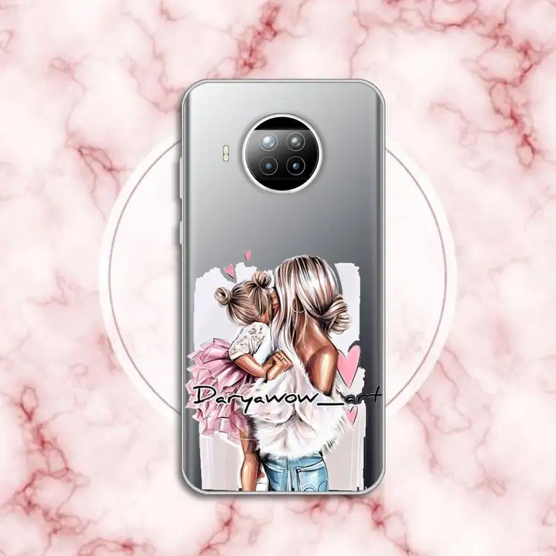 

Mom Dad Baby Girl Fashion Family Phone Case Transparent for xiaomi redmi note 8 9 9s 11 10t lite pro