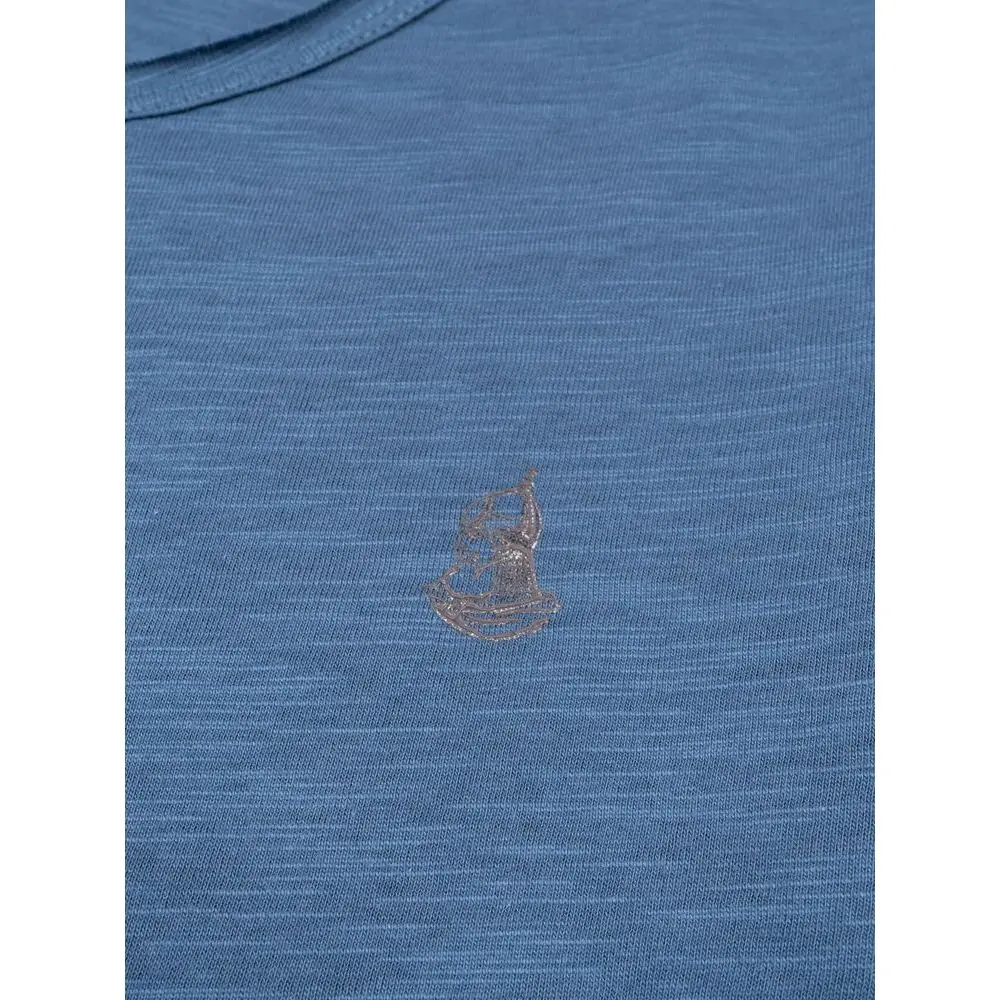 Лонгслив Великоросс однотонный темносинего цвета V образный дизайнерский вырез