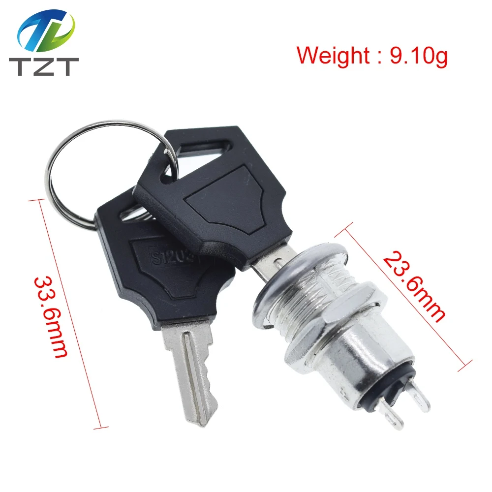 12mm Stainless Steel Electronic Key Switch ON OFF Lock Phone Security Power 12*21mm S1203 2PIN 2 Keys | Электронные компоненты