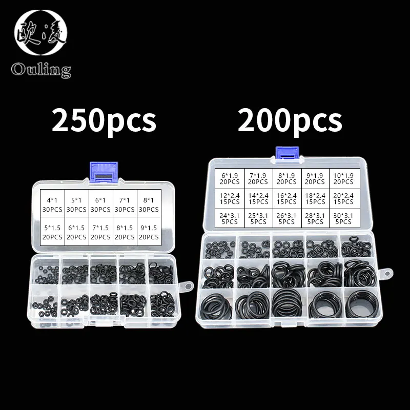 Комплект уплотнительных колец из нитрилового силикона и резины в коробке