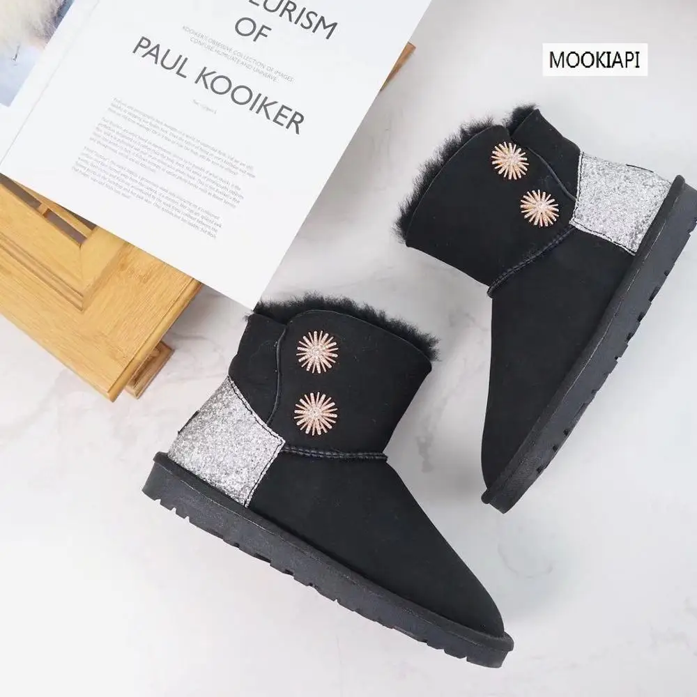 2019 Australian brand snow boots real sheepskin 100% natural wool the latest women's shoes with buckle free delivery | Обувь
