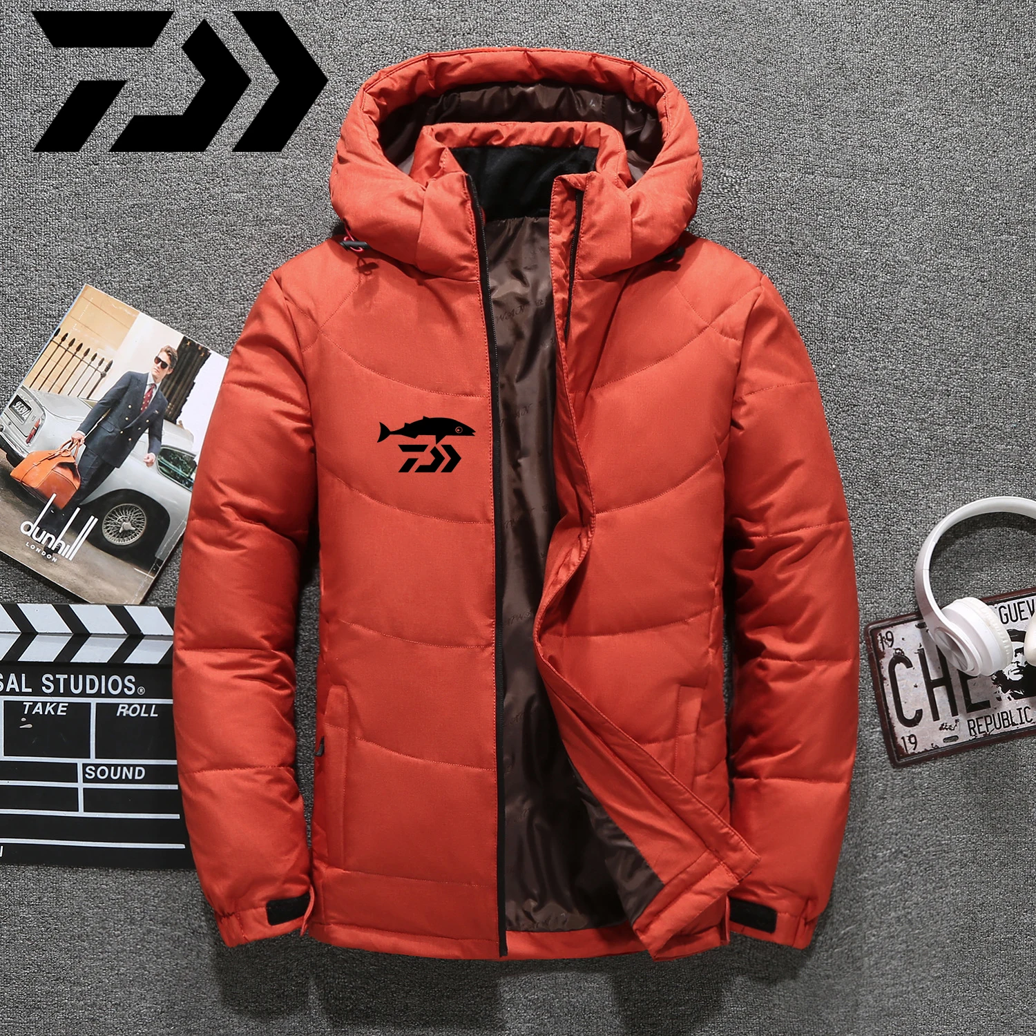 

Daiwa Winter Warm Men Jacket Coat Autumn Fishing Puffer Thick Hat White Duck Parka Male Men's Winter Down Jacket With Hoodies