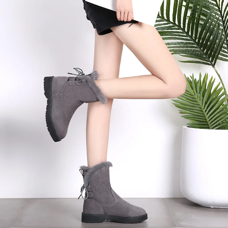 Новые модные теплые женские ботильоны без застежки из шерсти удобные зимние