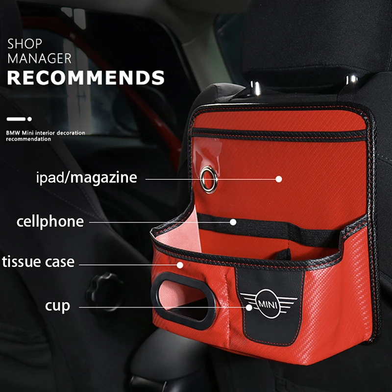 Car Interior Storage Bag Hanging Seat Book Cup Phone Holder For All Mini Cooper F55 F56 F60 R56 R60 Styling Accessories | Автомобили и