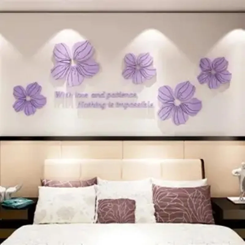 

Романтичный акриловый 3d Трехмерные настенные наклейки для гостиной, спальни, прикроватной тумбочки, фон украшения на стену