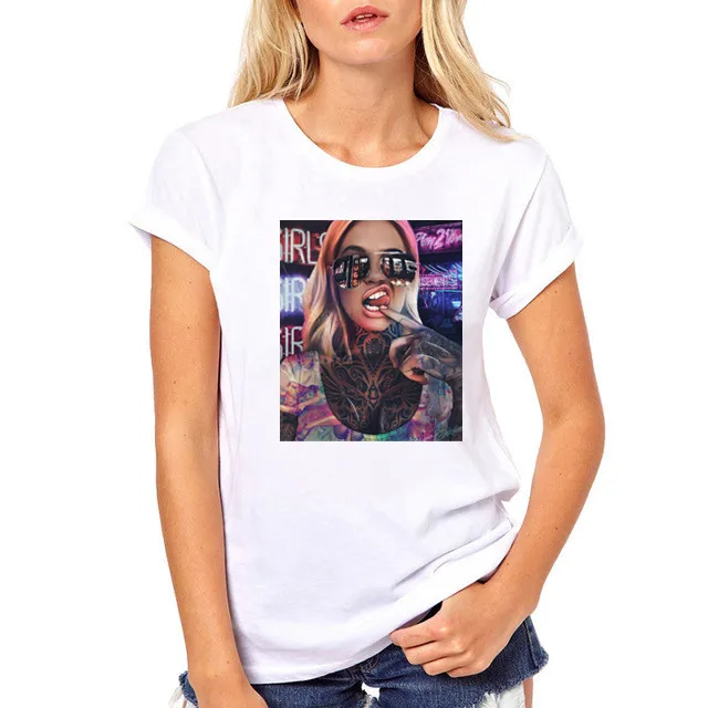 

Feminism Black Girl Graphic Printing T-shirt O-Neck Tee Top T-shirt street Style Female T-shirt Fashion Lady Funny White T-shirt
