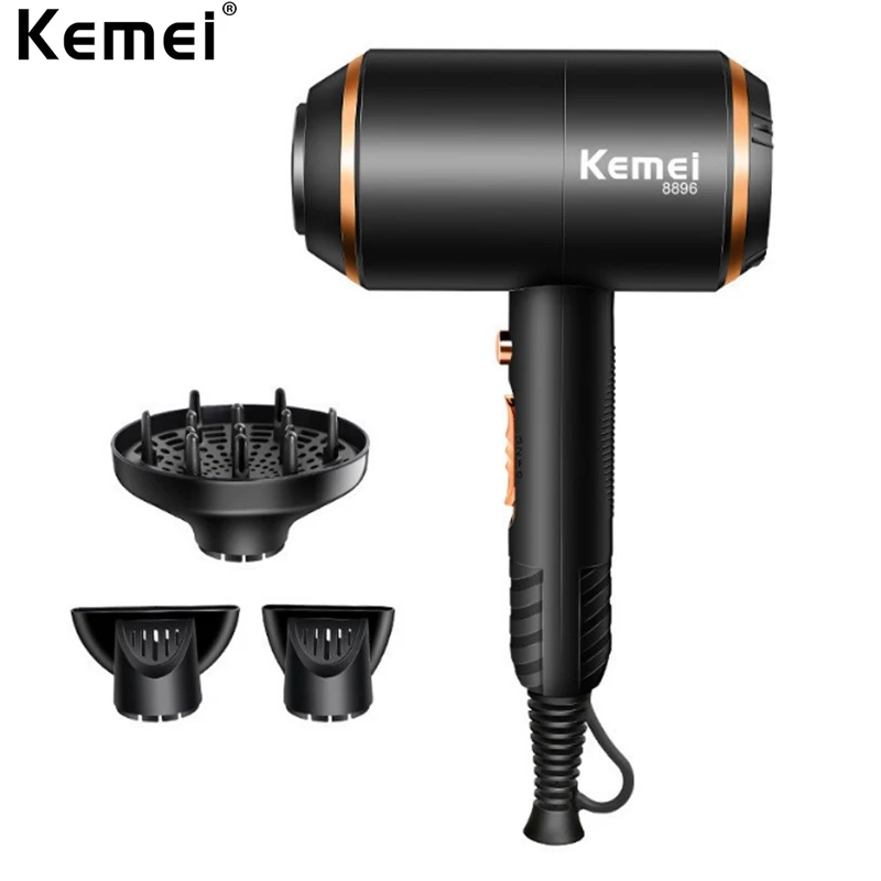 

Kemei 4000 Вт фен для волос горячий и холодный сильный ветер профессиональный салонный фен сильная мощность черные отрицательные ионные сушилк...