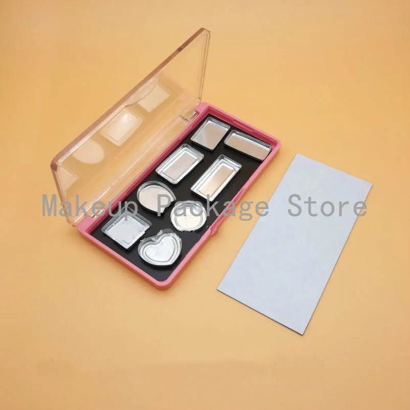 

10pcs Matt Black Empty Rectangular Cosmetic Lip gloss/Eyebrow/Blush/Eyeshadow Case with Aluminum pan & Magnetic Paper & Mirror