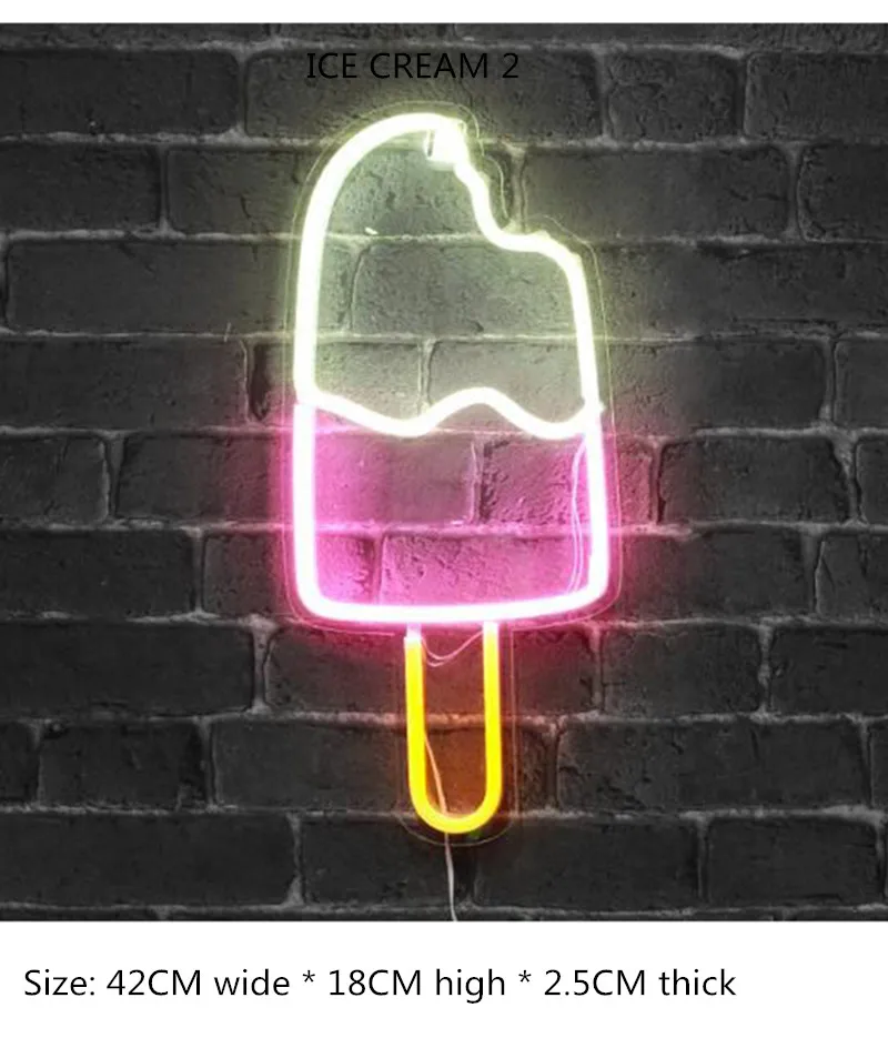 ice cream2 Неоновый свет неоновая вывеска панель ночник питание от USB INS форма Романтическая свадьба праздник вечеринка украшение сказочная лампа крыло банан - Испускаемый цвет: ice cream2