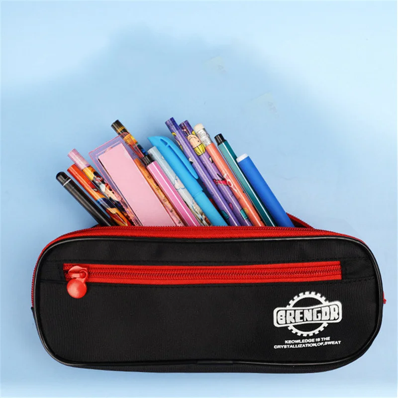 

Three-layer canvas pencil case School cute pencil bag Color zipper pen case Boys pen bag kids school supplies storage bag gifts