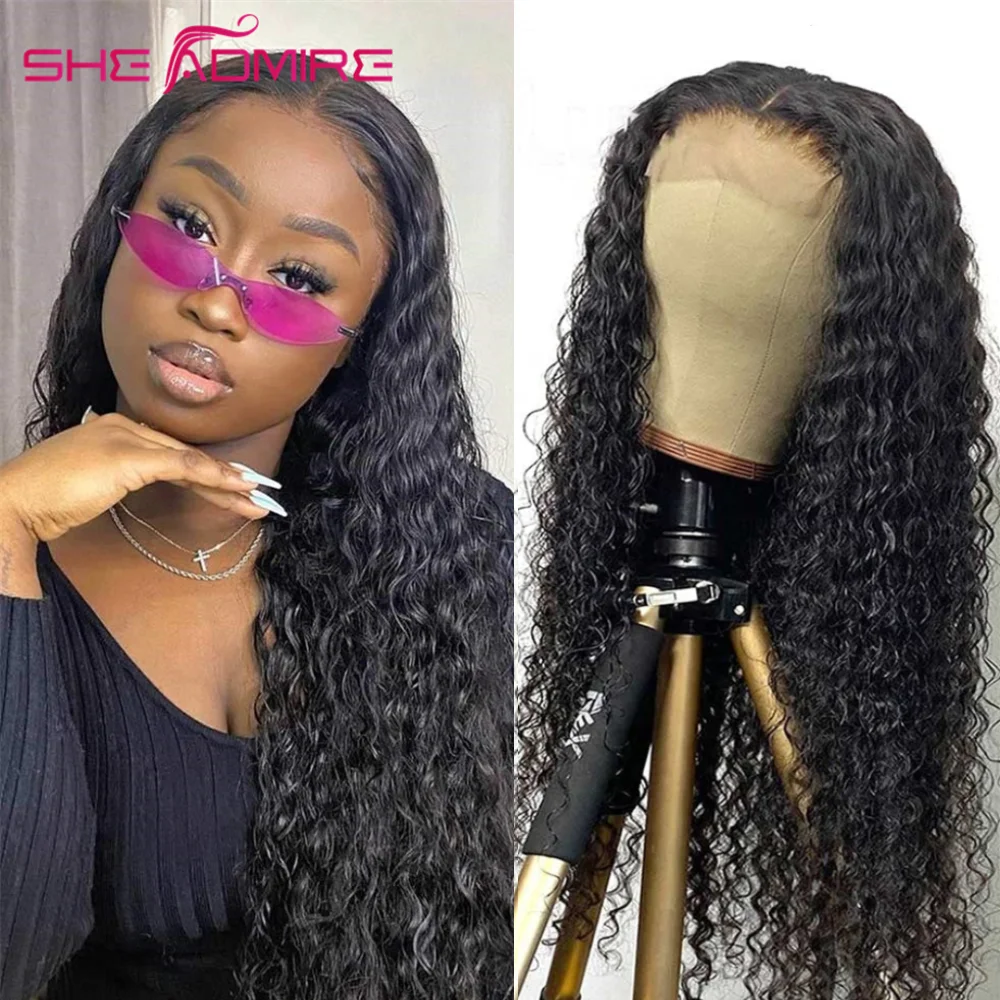 Transparent 5x5 Lace Closure Wig 30 40 Inch Water Wave Lace Wigs She Admire Brazilian Deep Curly Human Hair Wig For Black Women