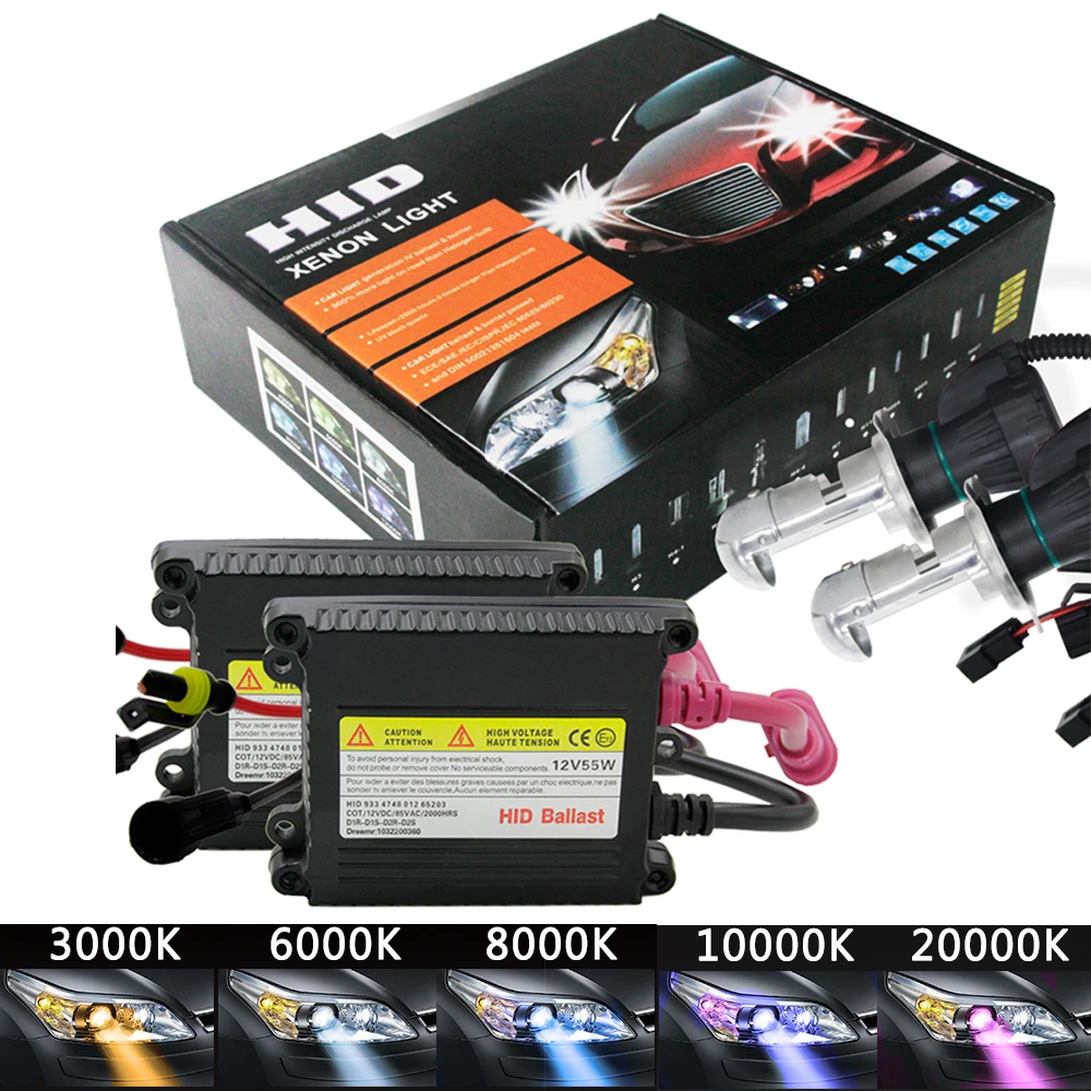 H4 Xenon HID H7 Headlight Bulbs Kit for Car 55W Headlamp Xenons Ignition Unit H1 H3 H8/H9/H11 9005  9006 H13 Slim Ballast Set