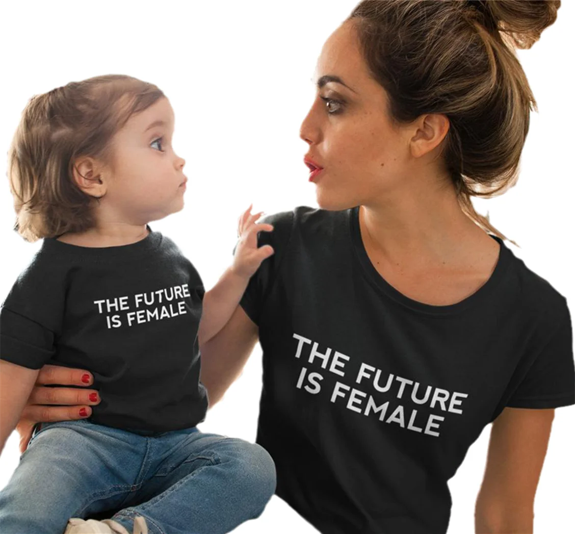 

The Future Is Female Parent-Child Shirt Girl Power Children's T-Shirt 100% Cotton Family Outfits Clothes Summer Family Outfits