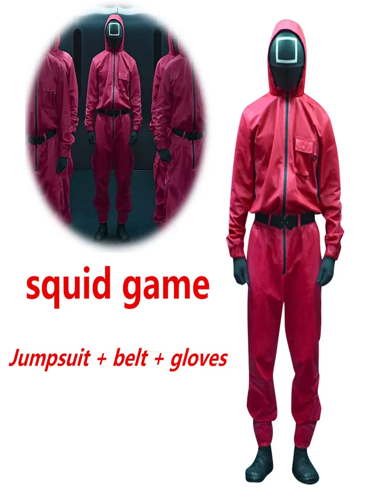 

Красный комбинезон из игры «кальмар», костюм для косплея, костюм на Хэллоуин, для вечевечерние НКИ «6 кругов» для мужчин и женщин, мужской ко...