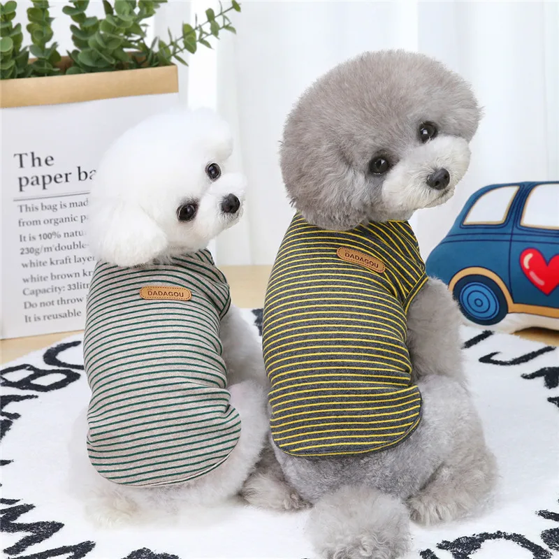

Y11 puppy cotton vest Pet dog vest summer 100% cotton Trendy striped vest