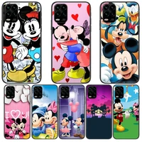 mickey kiss minnie cartoon phone case for xiaomi redmi note 11 10 9s 8 7 6 5 a pro t y1 anime black cover silicone back pre styl