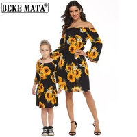 mother daughter dresses 2021 summer off shoulder mommy and me clothes family look mom and daughter matching dress family outfits