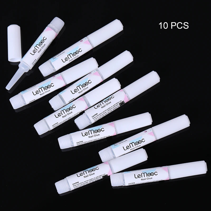 10 Pcs LEMOOC 1 шт. 2 г прозрачный клей для ногтей для накладных ногтей самоклеящийся акриловый французские накладные наконечники для ногтей горный хрусталь Маникюр Инструмент для ногтей - Цвет: 10 Pcs