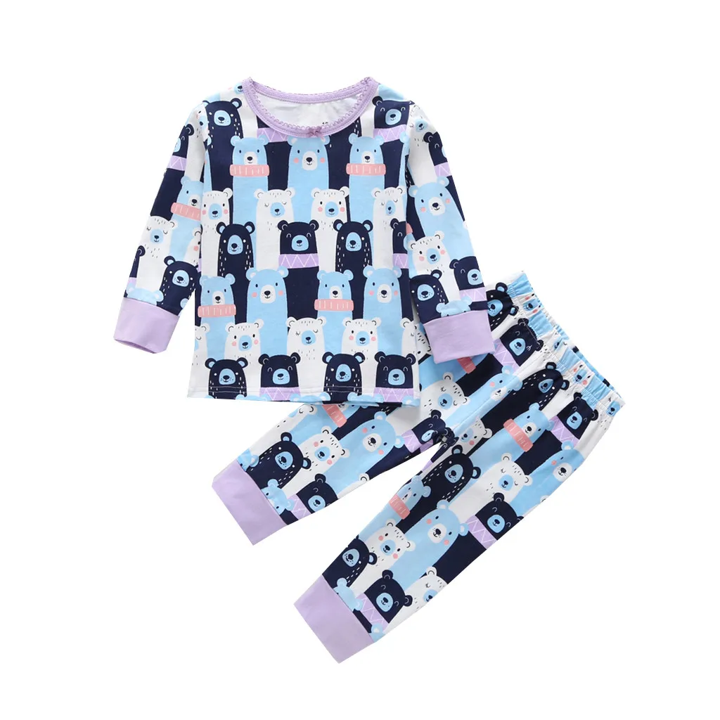2PCS Sleepwear Set For Baby Boys And Girls Long Sleeve Cartoon Bear Tops+Pants Pajamas Outfits Autumn Clothes Y81 |