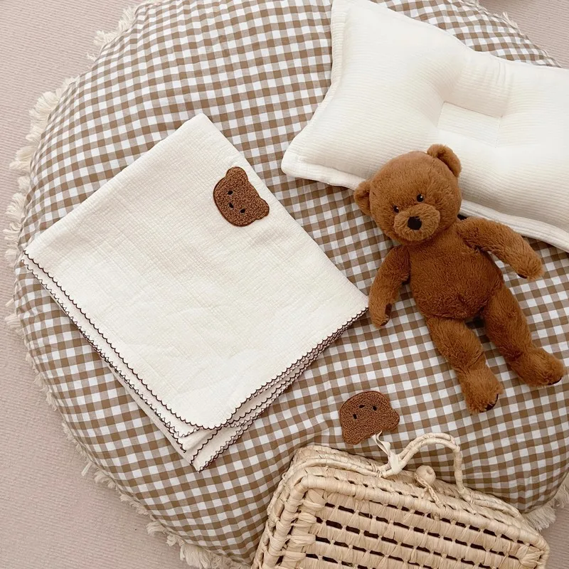 130*120CM Lace Edge Banded Muslin Cotton Blanket Baby Swaddle Newborn Bath Towel Receiving For Girl Boy Bedding Quilt | Мать и ребенок