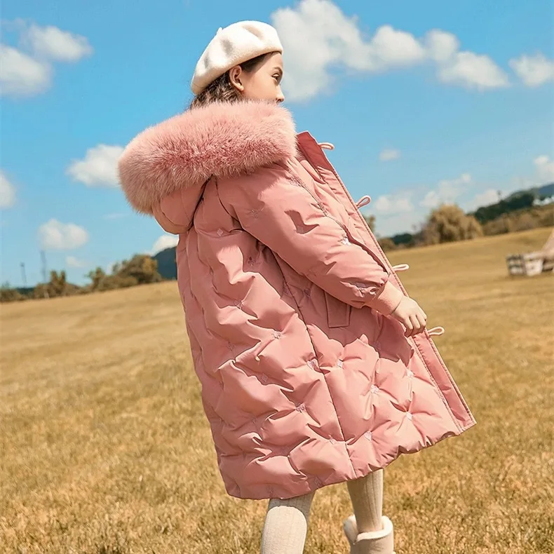 

Children Girl Jacket Thick Longer and Thicker Winter Warm Coat Fashion parka Hooded Outerwear Clothes For Kids girls clothing
