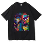 Футболка мужская, женская, с рисунком в виде музыкальной группы Gorillaz, летняя, черная, трендовая, большого размера, европейские размеры