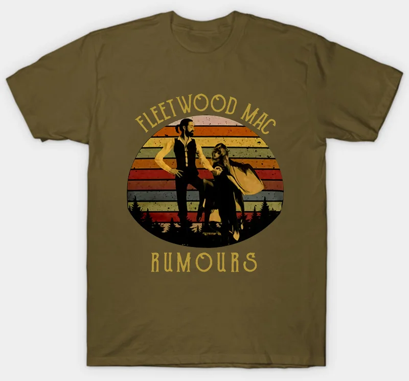 Черная винтажная хлопковая Футболка Stevie Nicks Fleetwood Mac Rumours - Цвет: Армейский зеленый