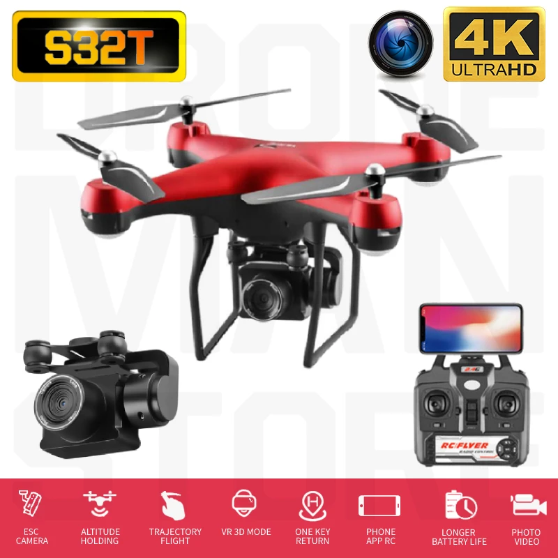 Радиоуправляемый квадрокоптер S32T Дрон 4K HD ESC широкоугольная камера wifi FPV высота