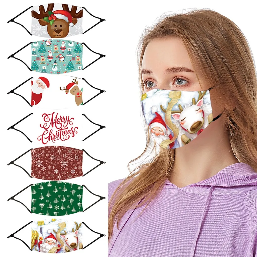 

Merry Christmas! 1PC ElK Snowflake Festival Printed Mouth Mask Generic Outdoor Warm Breathable Reusable Mask Mascarilla Masque 4