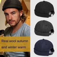 brimless cap for men wool hat winter skullies beanies design male beret large head landlord cool caps street trendy hip hop 2021