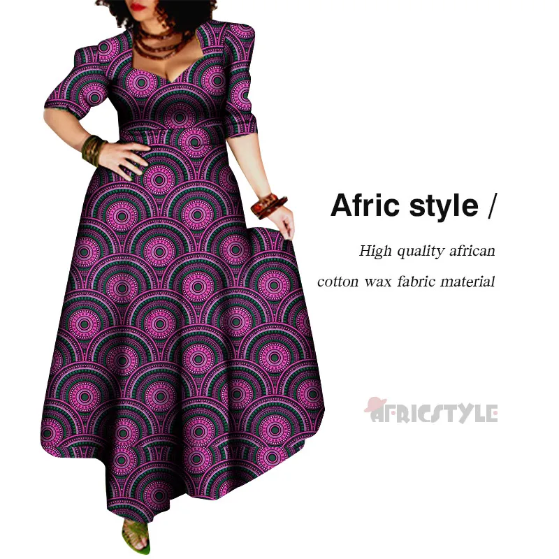

Africa Style Dresses for Women Elegant Evening Gowns African Party Dress Maxi Ankara Floral Printed Robe Africaine Femme WY092