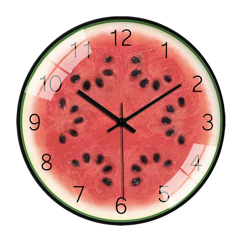 

Cartoon Fruit Wall Clock Watermelon Orange Kiwi Mute Clocks Living Room Home Decor Restaurant wall decor reloj de pared