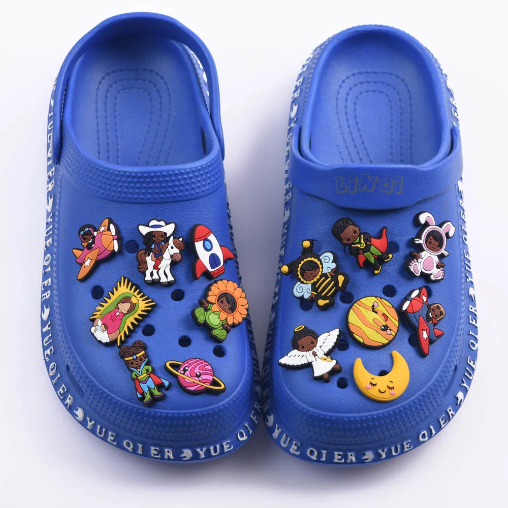 

1pcs Cartoon Kid's Cartoon Angel Star Moon Shoes Decoration Accessories JIBZ for Croc Charms for Shoes Bracelets Kids Gifts